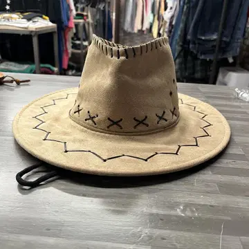 베이지 스웨이드풍 카우보이햇 중절모 아메카지 57cm