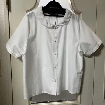 화이트 카라 숏 슬리브 셔츠