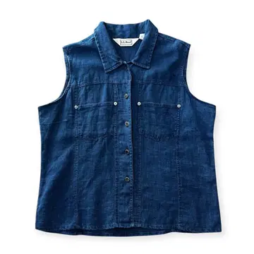 90s L.L.BEAN 인디고 린넨 베스트 아메카지 아웃도어