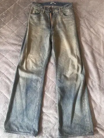 AURALEE SELVEDGE FADED LIGHT DENIM PANTS