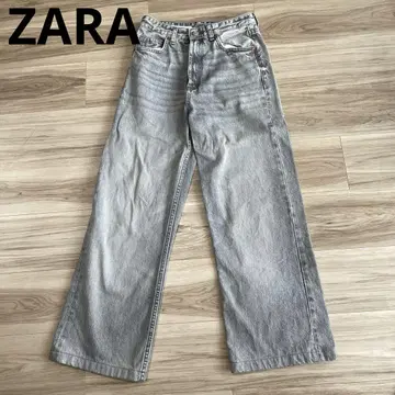 ZARA 새상품급 하이웨스트 와이드 스트레이트 데님 청바지 M 그레이