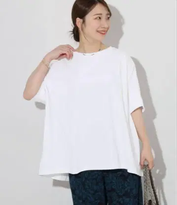 오가닉 코튼 땀 얼룩 방지 와이드 T 화이트