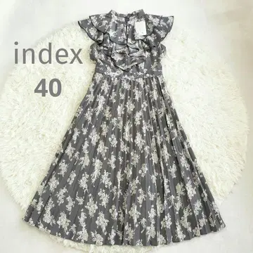 index 프릴 플리츠 꽃무늬 원피스 L 차콜