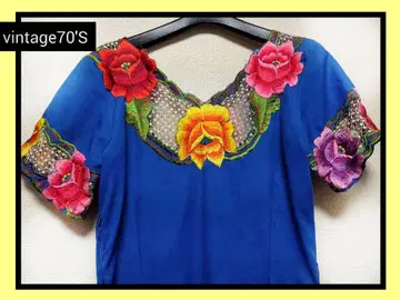 vintage 70'S 롱 원피스 멕시코 자수 구제 의류 used