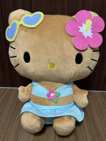 [새상품] 헬로키티 L 봉제인형 햇볕에 탄 갸루 Ver.