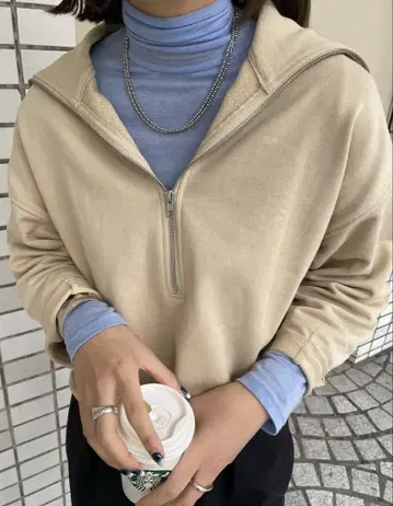 [SHENERY] 하프 지퍼 풀오버 베이지