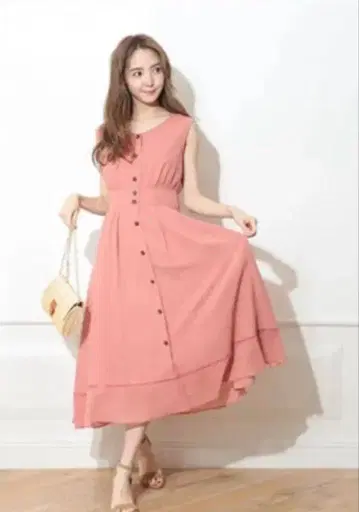 rirandture 슬리브리스 에어리 원피스 프론트 버튼