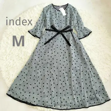 index 플로키 플라워 바이컬러 원피스 M 블루 그레이