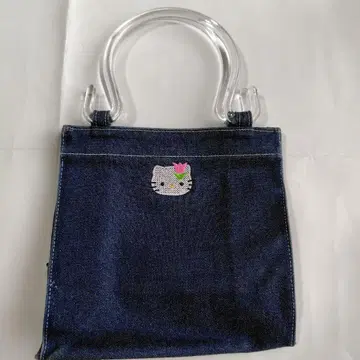 헬로키티 자수 데님 토트백
