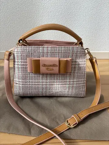 [ 사만사베가 ] 숄더백 핸드백 핑크 체크 미니