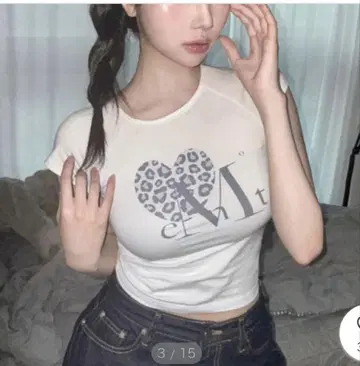 mucent 무센트 레오파드 무늬 하트 티셔츠