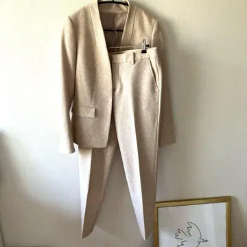 베이지 노카라 팬츠 셋업