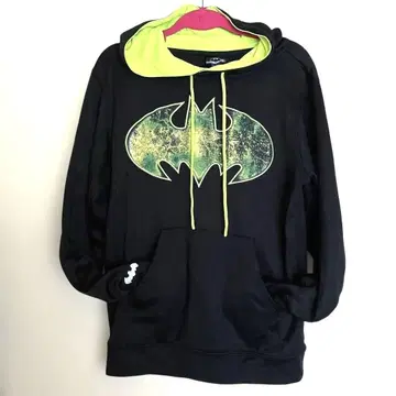 BATMAN 배트맨 후드티 형광 옐로우 그린 레어 반사 박쥐 로고 자수