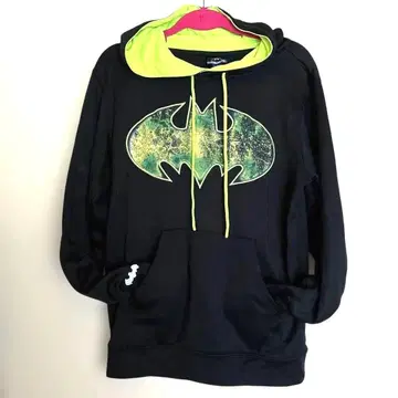 BATMAN 배트맨 후드티 형광 옐로우 그린 레어 반사 박쥐 로고 자수