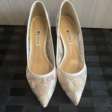 다이애나 꽃무늬 레이스 힐 펌프스 23cm