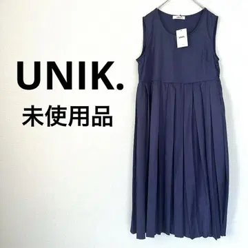 [미사용품] UNIK. 플리츠 원피스 롱 루즈핏 네이비
