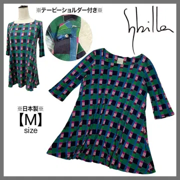 Sybilla 시빌라 튜닉 원피스 7부 스퀘어넥 올 패턴 격자무늬