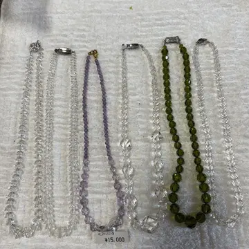 비즈 목걸이 6개 세트 클리어, 보라색, 그린