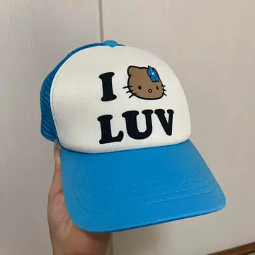 새상품 SPINNS 키티 메쉬 캡 스카이블루 블루 I LOVE