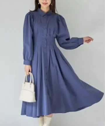 tocco closet 백 레이스업 허리 턱 셔츠 원피스