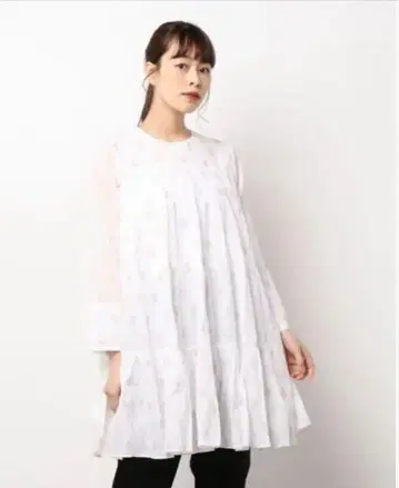 누키테파 코튼 보일 호일 프린트 티어드 튜닉