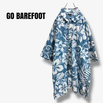 mt82225 USA 제작 GO BAREFOOT 알로하 셔츠 빅 코튼