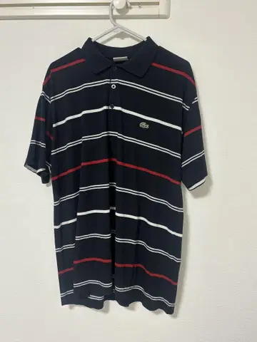 LACOSTE 네이비 스트라이프 피케 셔츠 사이즈 6