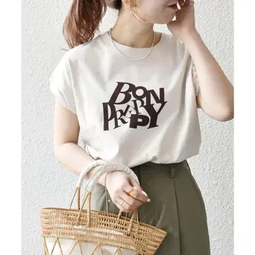 미사용 새상품 PREPPY 로고 프린트 프렌치 슬리브 TEE
