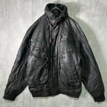 기믹 가죽 자켓 블루종 안감 올 패턴 다크 브라운 블랙 숏 기장 빈티지