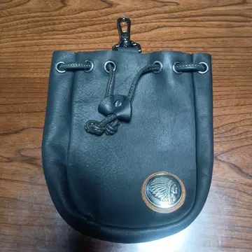 소가죽 레더 파우치 블랙