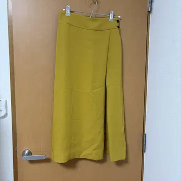스픽 앤 스팬 머스타드 플레어 롱 스커트 버튼