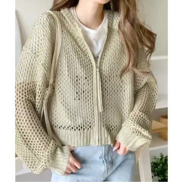 메쉬 라이트 그린 집업 후드티