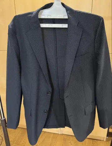 미사용 네이비 체크 무늬 자켓