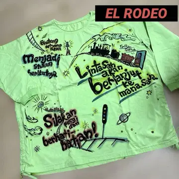 EL RODEO 라이트 그린 프린트 긴팔 티셔츠