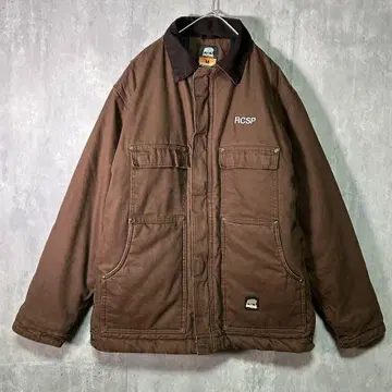 90s BERNE 덕 자켓 자수 충전솜 브라운 헤비 웨이트