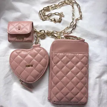 FURFUR 퀼팅 3SET 멀티 숄더 핑크 베이지