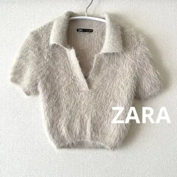 ZARA*폭신폭신 퍼 반팔 니트 피케 셔츠