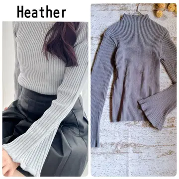 Heather 플레어 소매 피타 리브 니트 [F] 그레이 스타일업