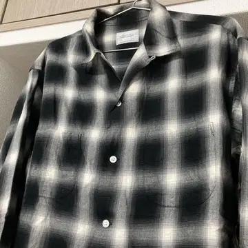 TOWNCRAFT M OMBRE 블랙 x 화이트 옴브레 셔츠 코튼 배 택