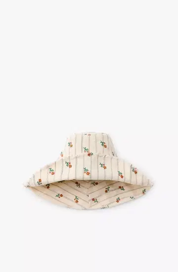 ZARA 꽃무늬 스트라이프 밀짚모자