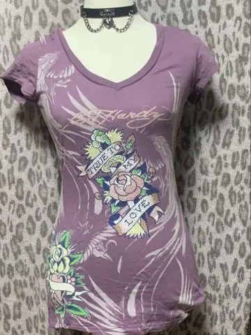 ED HARDY 티셔츠 헤이세이 y2k 그런지 스톤 부착