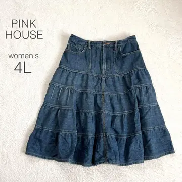 [핑크하우스] 데님 플레어 스커트 허리밴딩 일본제 빅 사이즈