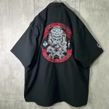 극상 자수 워크 셔츠 양면 블랙 빅 실루엣 lethal threat