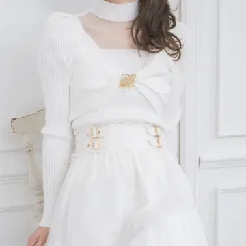 couture BY ROJITA 시어 데콜테 트위스트 리본 니트