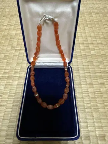 오렌지 오닉스 비즈 목걸이 약 40cm