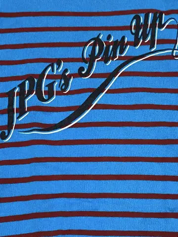 Jean Paul Gaultier 로고 블루 계열 보더 T셔츠 S 상당