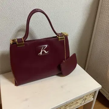 Kitamura 버건디 가죽 핸드백 미니 파우치 포함