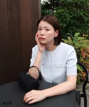 베이스먼트 온라인 반팔 가디건 블루