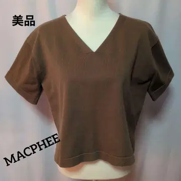 새상품급 MACPHEE 모카색 V넥 COTTON 혼방 상의