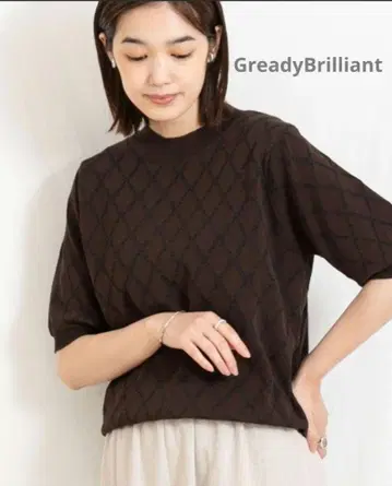 GreadyBrilliant [favori] 시어 크루넥 5부 소매 니트
